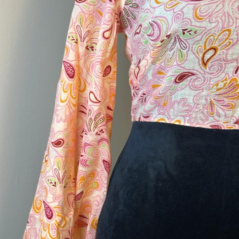 Zara XS Cropped Open Back Flared Long Sleeve Top Boho Festival Hippie Hipster  T - Picture 8 of 8